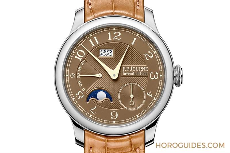 FPJOURNE - 日期窗、月相窗再大一點，FP JOURNE Octa Automatique Lune Havana雪茄面月相表改版再現