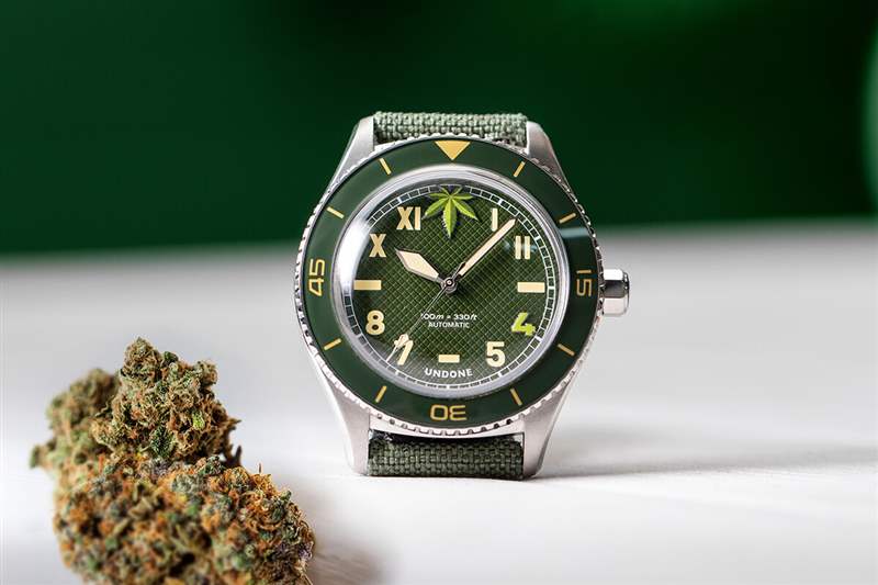 「國外小眾手表」昂當UNDONE.420綠色葉子表盤手表-復刻表