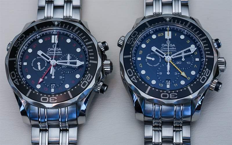 歐米茄海馬系列300M計時碼表GMT同軸腕表上手體驗-復刻表