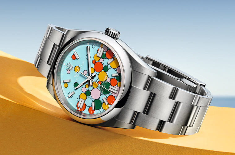 勞力士OP延續彩色漆面熱潮新推「慶典」風格彩色氣泡面盤-復刻表