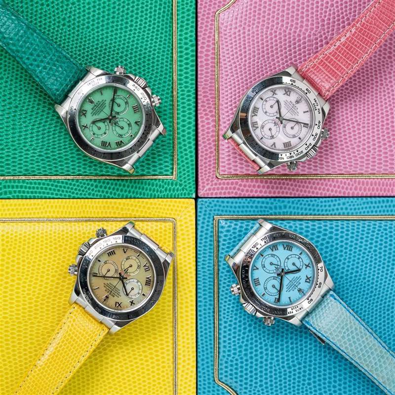 勞力士于2000年全新進化的Daytona登場之際，一口氣推出四色的「海灘」特別版。 （Source：amsterdamvintagewatches）
