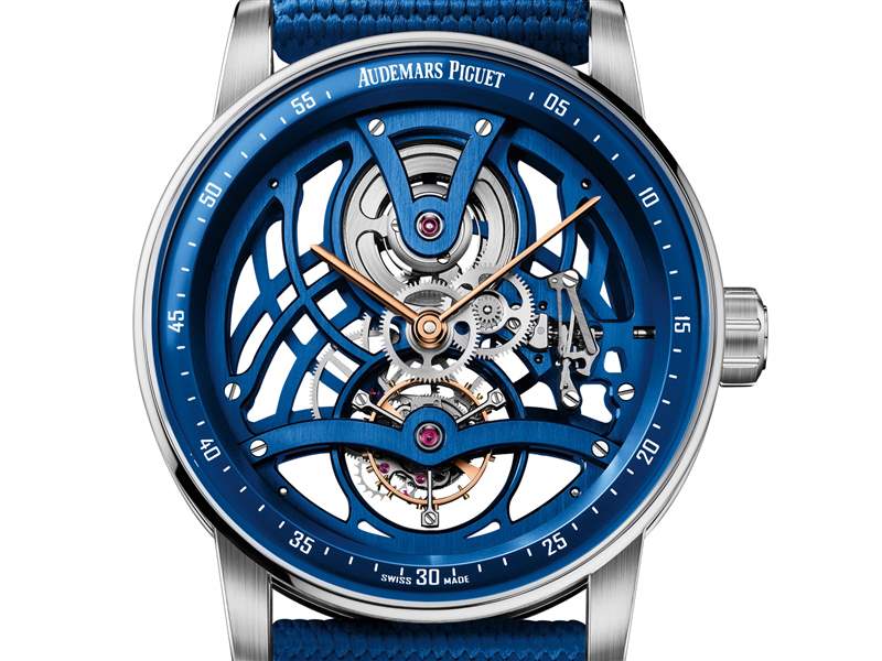愛彼推出Code 11.59 Tourbillon Openworked Electric Blue藍(lán)色超薄鏤空陀飛輪腕表 愛彼推出Code 11.59 Tourbillon Openworked Electric Blue藍(lán)色超薄鏤空陀飛輪腕表-復(fù)刻表