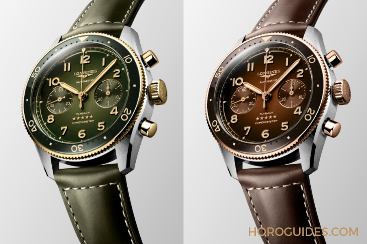 浪琴Spirit Flyback飛返計時碼表黃金及玫瑰金間金新款-復(fù)刻表