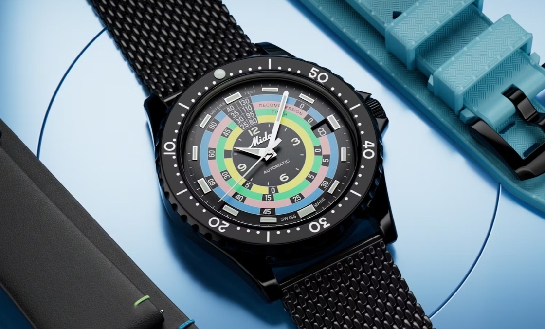 MIDO - OCEAN STAR - M026.807.33.051.00 - 漆黑中的復古「彩虹圈」！ MIDO再度推出Ocean Star Decompression Timer 1961復刻限量版