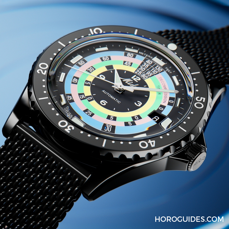 MIDO - OCEAN STAR - M026.807.33.051.00 - 漆黑中的復古「彩虹圈」！ MIDO再度推出Ocean Star Decompression Timer 1961復刻限量版